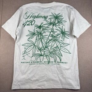 BrandMakers Shirt Men L Beige Highway 420 Cannabis‎ Graphic Tee Nature's Remedy
